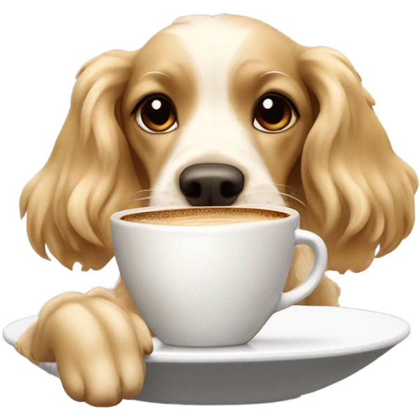 blonde spaniel drinking capucino emoji