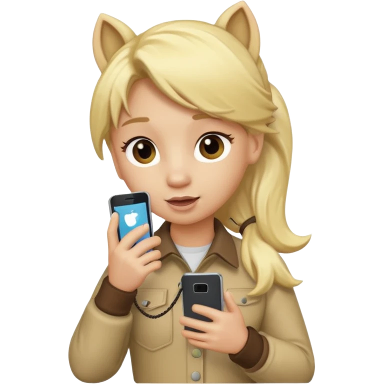 blonde pony talking with cellphone emoji