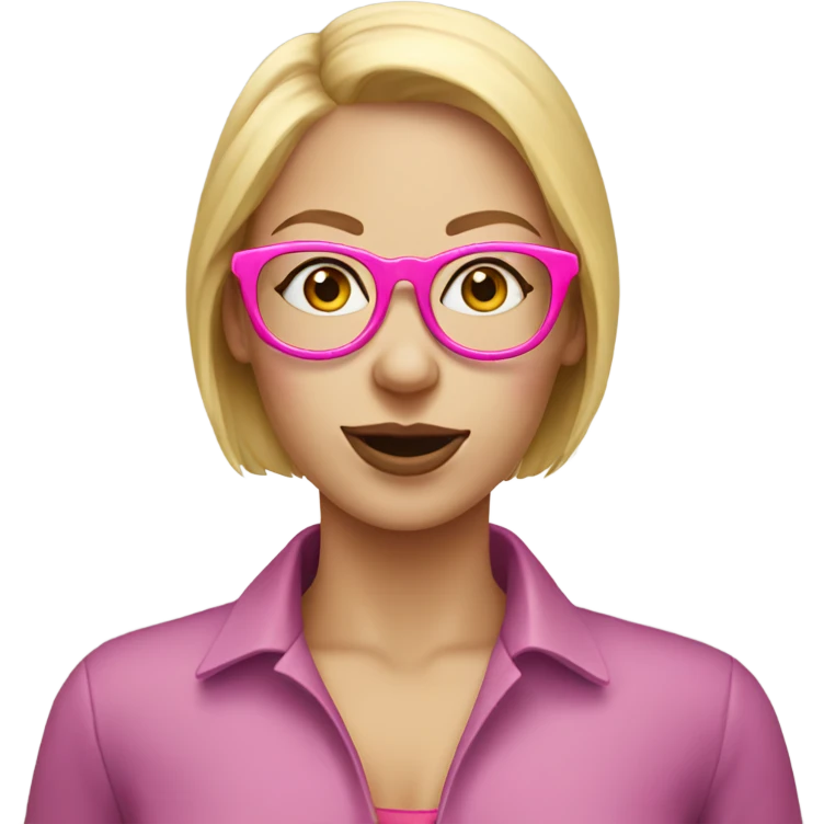 Caucasian women, blonde hair, pink glasses eating donut emoji