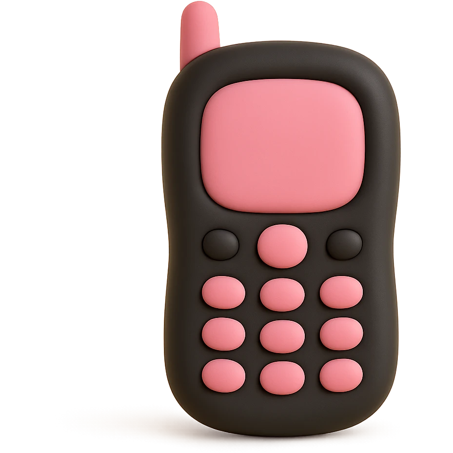 BLACKPINK-inspired gothic phone, soft and round, black and pink, no hearts emoji