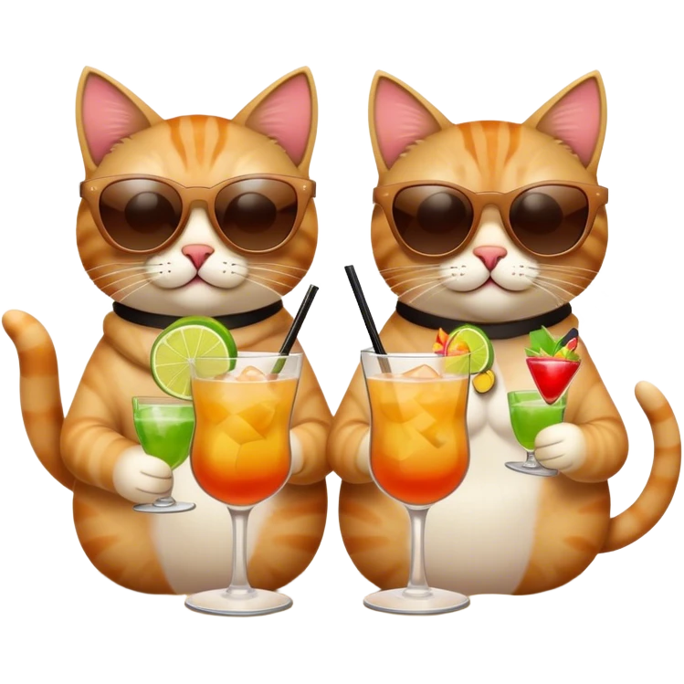 two cats drinking cocktails on the beach emoji
