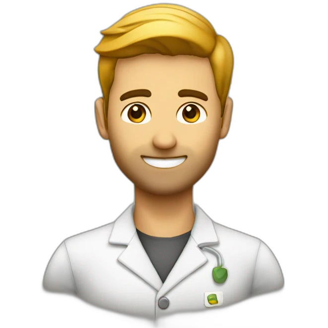 ingeniero pelo rubio en una oficina tomanto cafe emoji