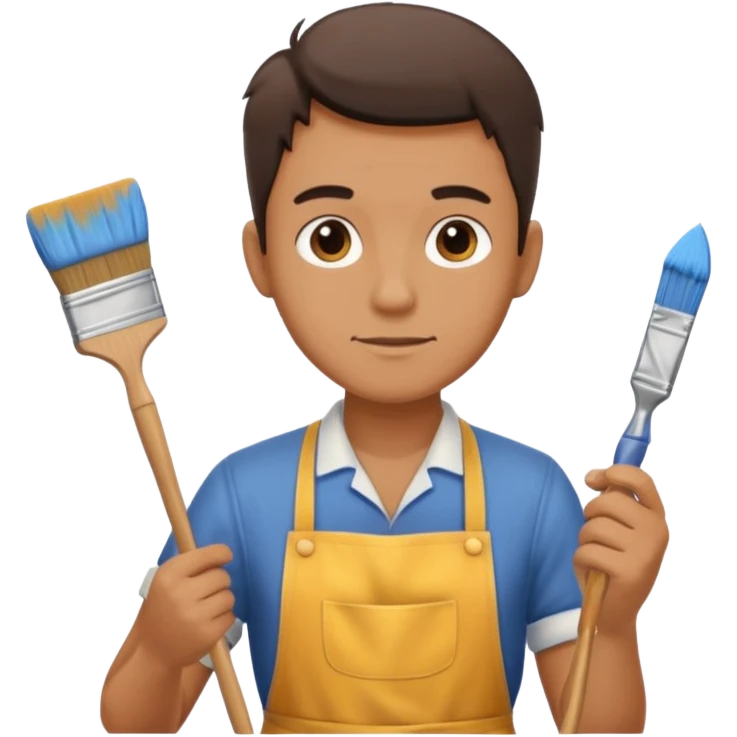 Man in apron cleaning brush emoji