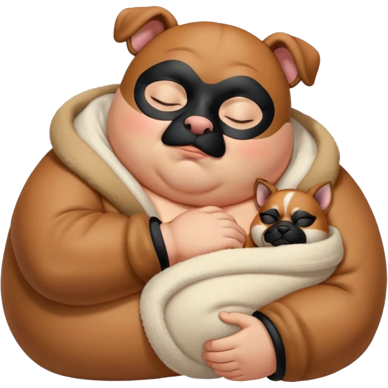 Cinematic Chubby Sleeping Boxer Portrait Emoji, Chubby and serene, with a stocky, adorable build and a smooth fawn coat accented by a distinctive black mask, eyes gently closed in peaceful slumber, Simplified yet irresistibly endearing features, highly detailed, glowing with a gentle, dreamy glow, high shine, relaxed and content, stylized with a touch of whimsy, bright and heartwarming, soft glowing outline, capturing the essence of a blissfully sleepy guardian, so comically serene it feels like it could roll out of the screen and snore with adorable charm! emoji