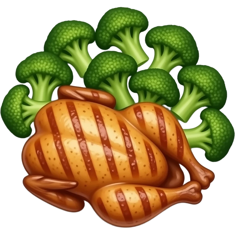 grilled chicken and broccoli on plate emoji