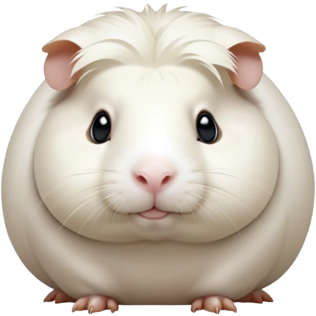 Cinematic Noble White Guinea Pig Portrait Emoji, Poised and regal, with a compact, chubby build and a pristine, well-groomed pure white coat, deep-set soulful dark eyes, Simplified yet sharp and sophisticated features, highly detailed, glowing with a soft, dignified glow, high shine, intelligent and sweet, stylized with an air of gentle purity, focused and attentive, soft glowing outline, capturing the essence of a watchful and confident little companion, so majestic it feels as though it could scurry out of the screen with effortless authority! emoji