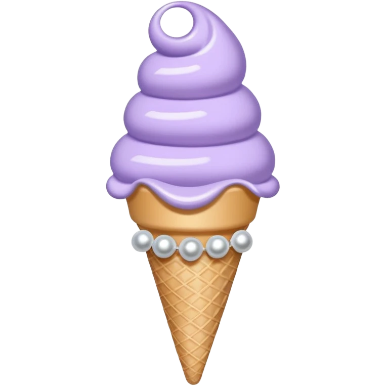 ice cream cone with pastel lavender scoop and silver pearls emoji