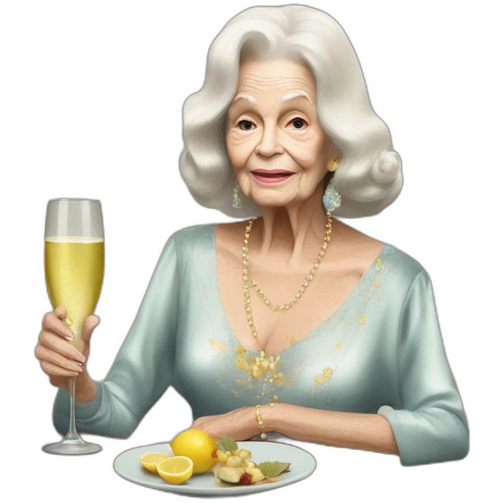 Lana del Rey & Very old grand ma drinking champagne emoji