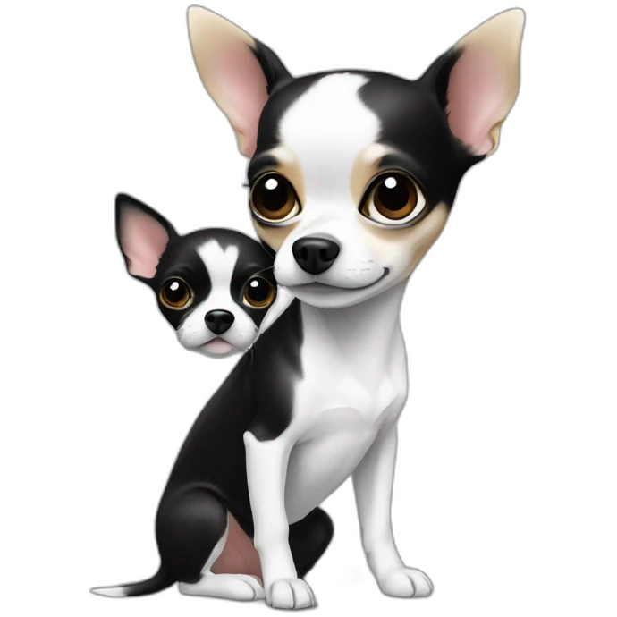 Chihuahua black and white with girl emoji