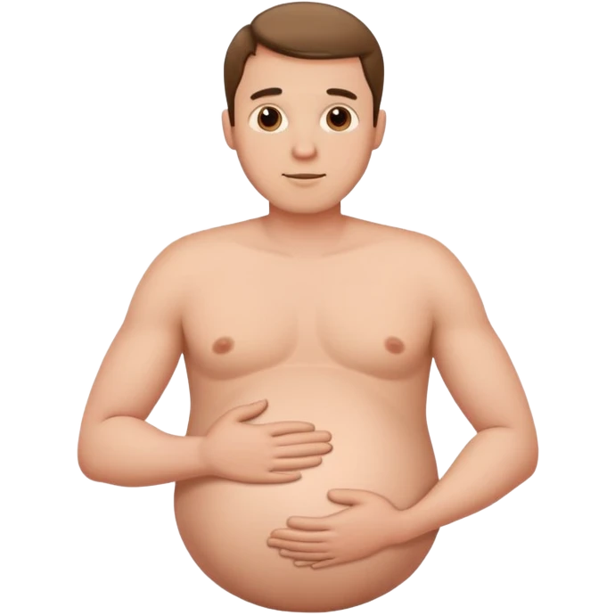 Pregnant man with hands on belly emoji