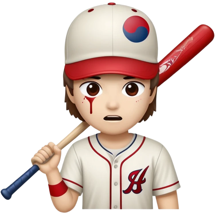 South Korean flag, baseball bat hitting Braves fan on head emoji