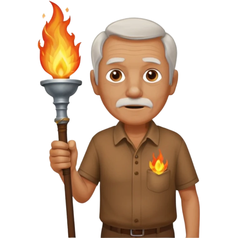 brown shirt old man The torchbearer emoji
