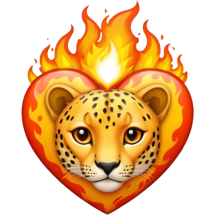 Heart with cheeta print and fire really graphic emoji