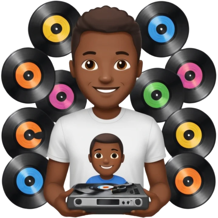 Vinyl Record Collector black man emoji
