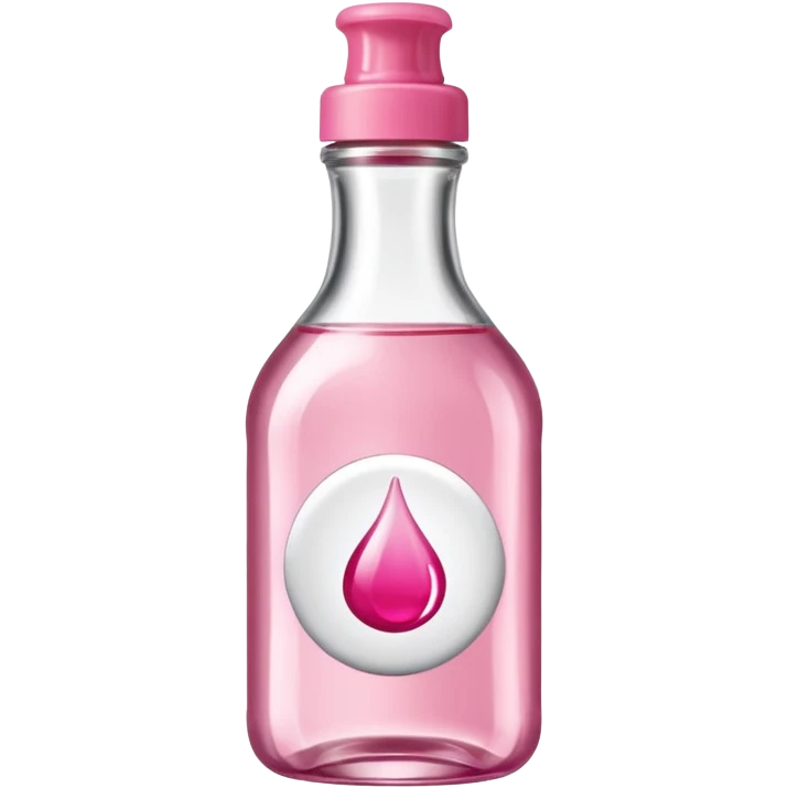 realistic Johnson and Johnson style bottle pink cap pink logo clear bottle with berry party logo with diddy oil and a berry on top bottle emoji