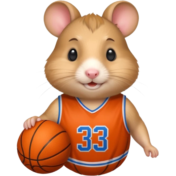 A smiling  hamster in a basketball shirt emoji