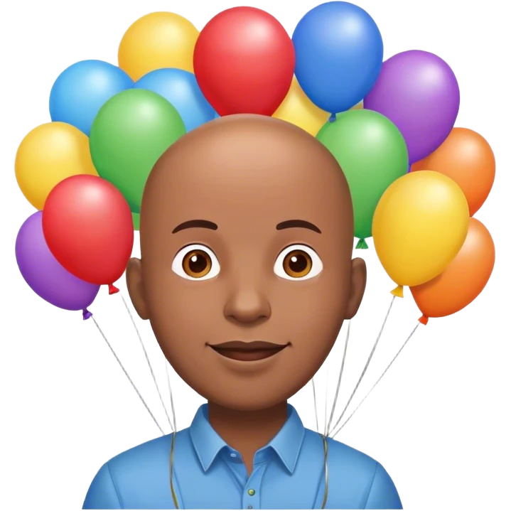 Bald man celebrating balloons emoji