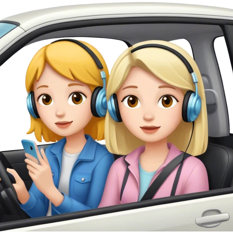 two girl in a car listening to music emoji