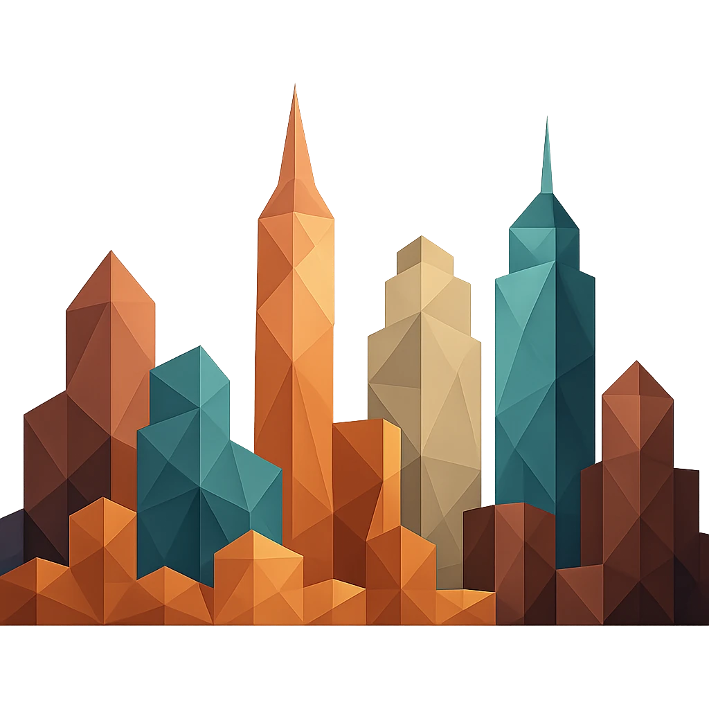 city skyline composed of geometric shapes in polygonal style emoji