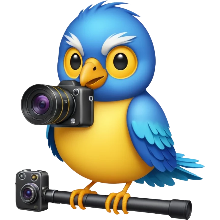 cool looking bird with a camera emoji
