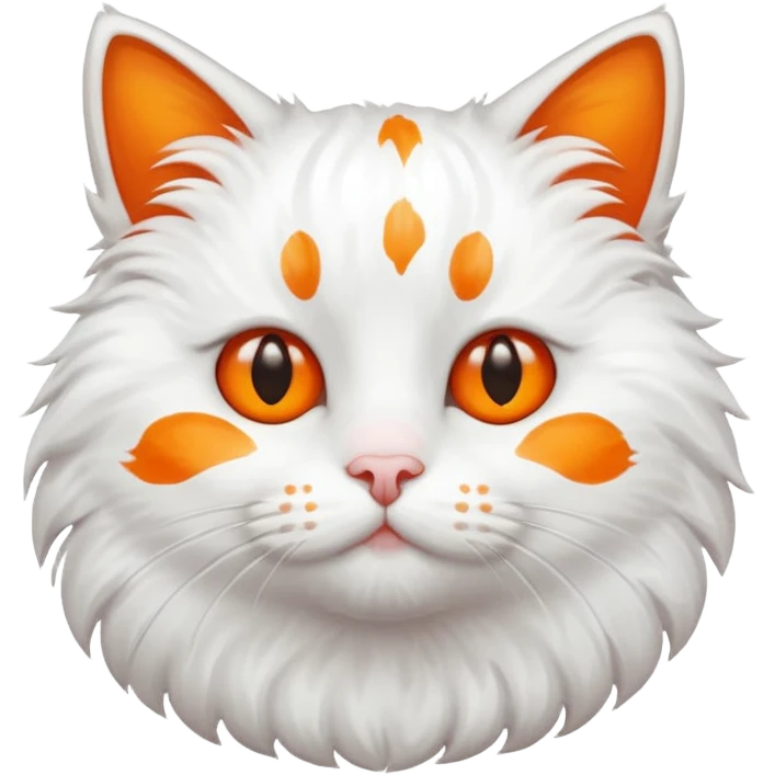 A white cat that have a orang in round part emoji