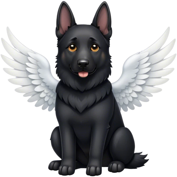 all black german shepherd with wings emoji