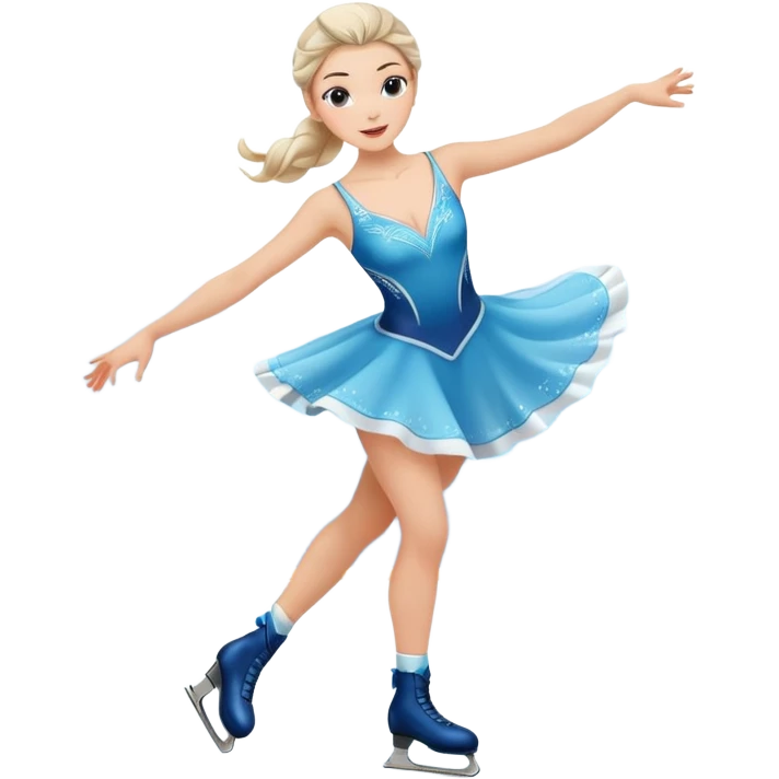 buz pıstının ustunde kayan,yarısma ıcın elbıse gıymıs ve artıstık hareketler yapan kadın emojısı  emoji