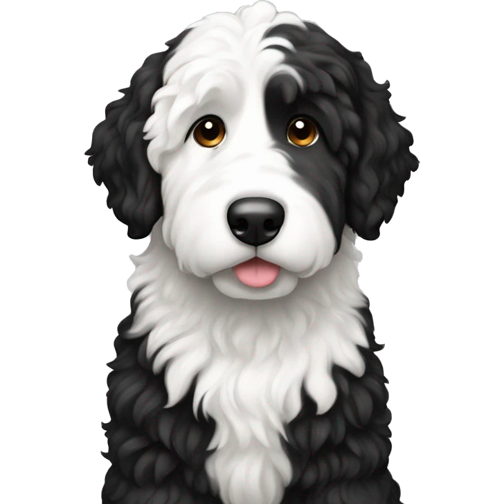 tall black and white f1 bernedoodle emoji