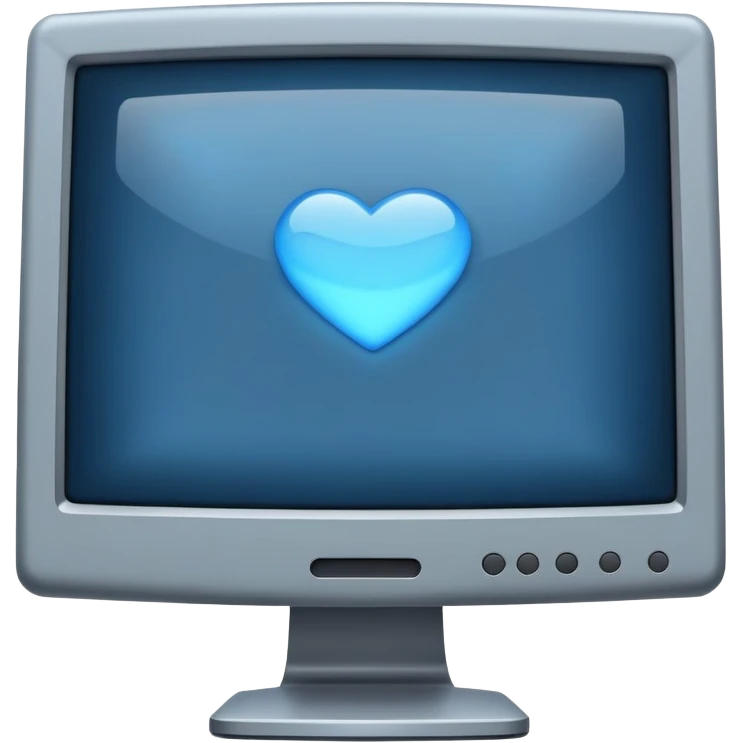 old grey computer monitor with a blue glowy screen, side angle emoji