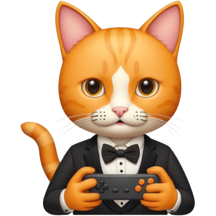 신사콧수염을 단 치즈고양이가 게임기를 들고있다 emoji