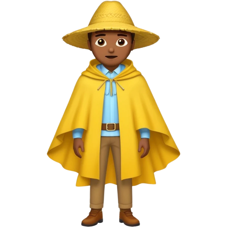 brown skin man with fashion yellow pancho emoji
