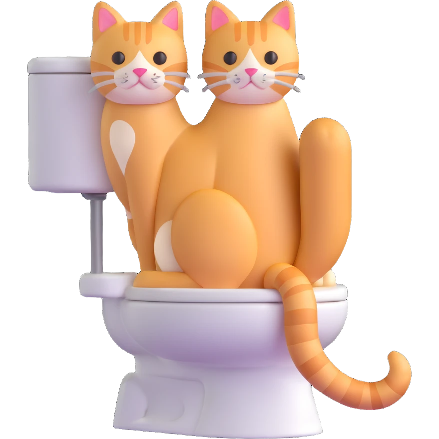 A cat in the form of a baguette sitting on a toilet emoji