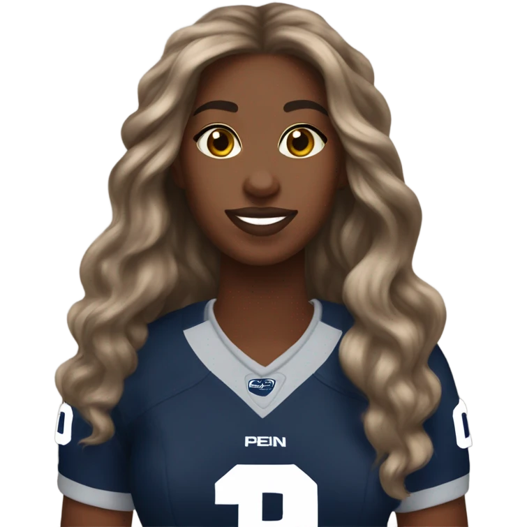 penn state jersey girl brown skin long hair emoji