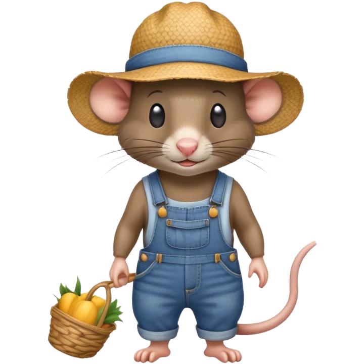 farmer rat in denim overalls with a straw hat emoji