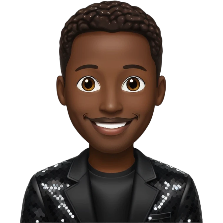 Shawn Stockman from Boyz II Men with dark brown hair, black sequin outfit emoji