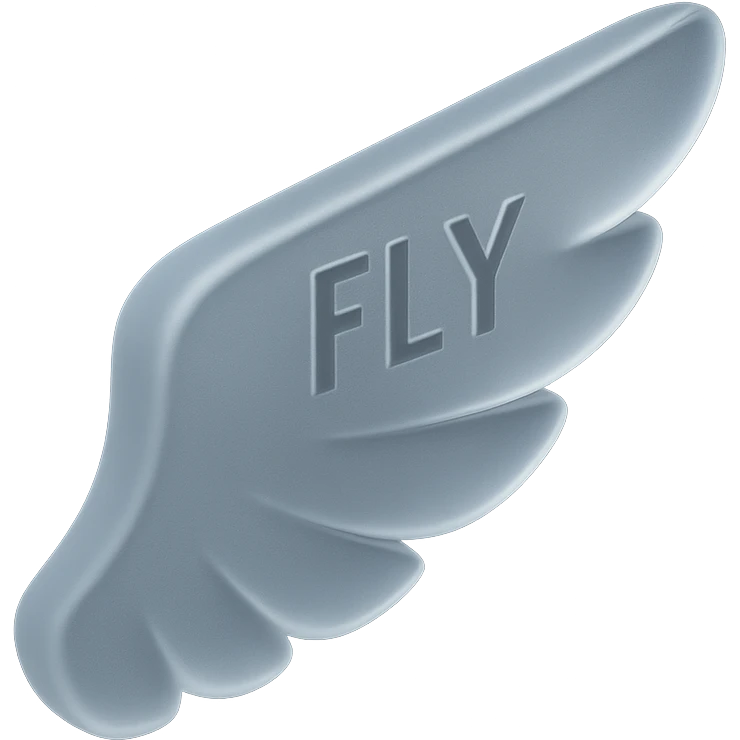 matte glass wing with FLY etched on it emoji