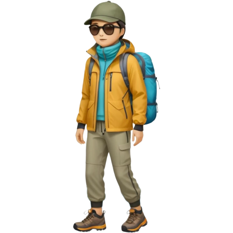 남미 여행에 가는 한국인의 전신을 그려줘! 바로 하이킹 갈 수 있을 정도로 잘 입은!

상체

🧥 방풍·방수 재킷 (고지대·우유니 필수)

👕 얇은 레이어드 2~3벌 (일교차 대비)

하체

👖 편한 바지(청바지 X, 스트레치 추천)

신발

👟 접지력 좋은 운동화 (마추픽추 필수)

🥾 우유니: 방수 신발 or 장화

악세사리

🧣 넥워머·모자 (아침/저녁 체감 -5~10도)

🕶️ 선글라스 (우유니·사막지역 눈부심 강함)
 emoji