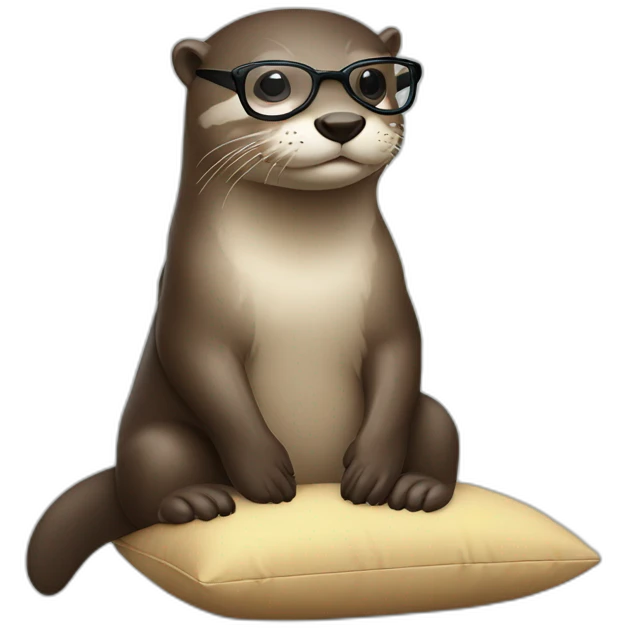 otter with glasses back leaning against a pillow emoji