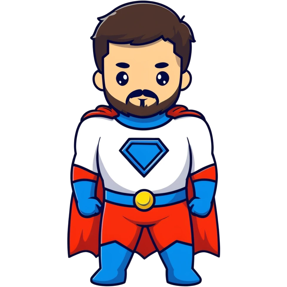 kid with beard wearing homemade superhero costume emoji