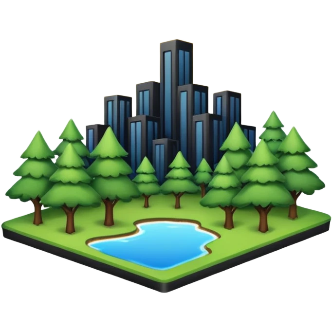 a piece of land with trees and buildings emoji