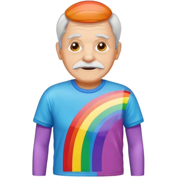 old man with rainbow colored t shirt emoji