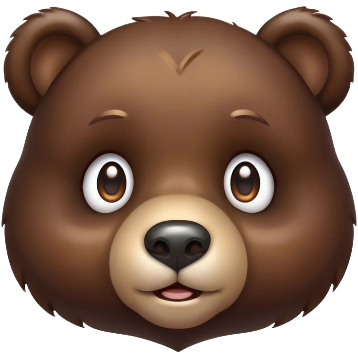 Cinematic Cute Bear Portrait Emoji, Head tilted playfully and inquisitively, featuring a glossy dark brown fur with a natural sheen and round, sparkling eyes filled with gentle curiosity, Simplified yet irresistibly adorable features, highly detailed, glowing with a warm, friendly glow, high shine, affectionate and mighty, stylized with a touch of woodland whimsy, bright and endearing, soft glowing outline, capturing the essence of a mischievous yet loving bear, so playful it feels like it could amble out of the screen and into your arms! emoji