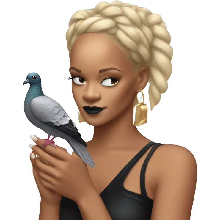 Rihanna with a pigeon  emoji