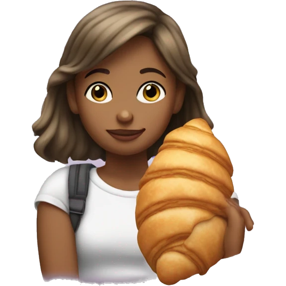 The girl with the bubble tee and the croissant.  emoji