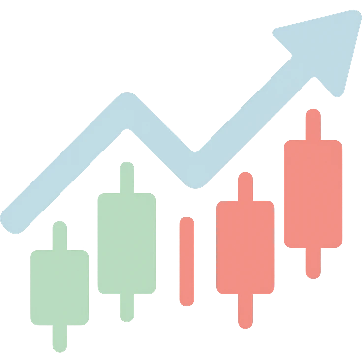 trading icon with candlestick chart elements, clean and modern emoji