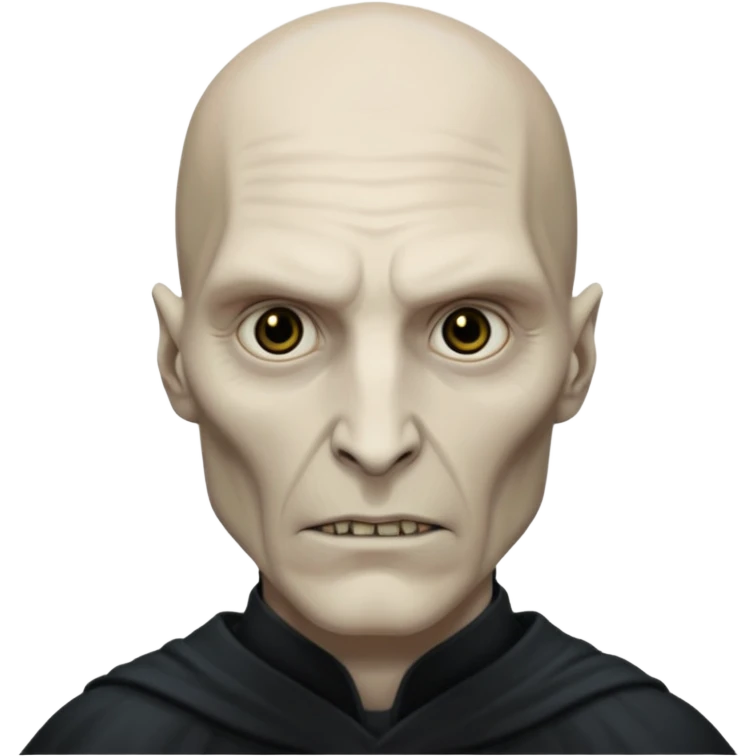 lord voldemort volto magro e di carnagione pallida senza il naso, sguardo cupo emoji