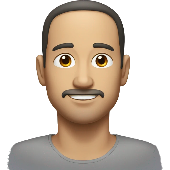 round faced white man with few facial hair and black hair emoji