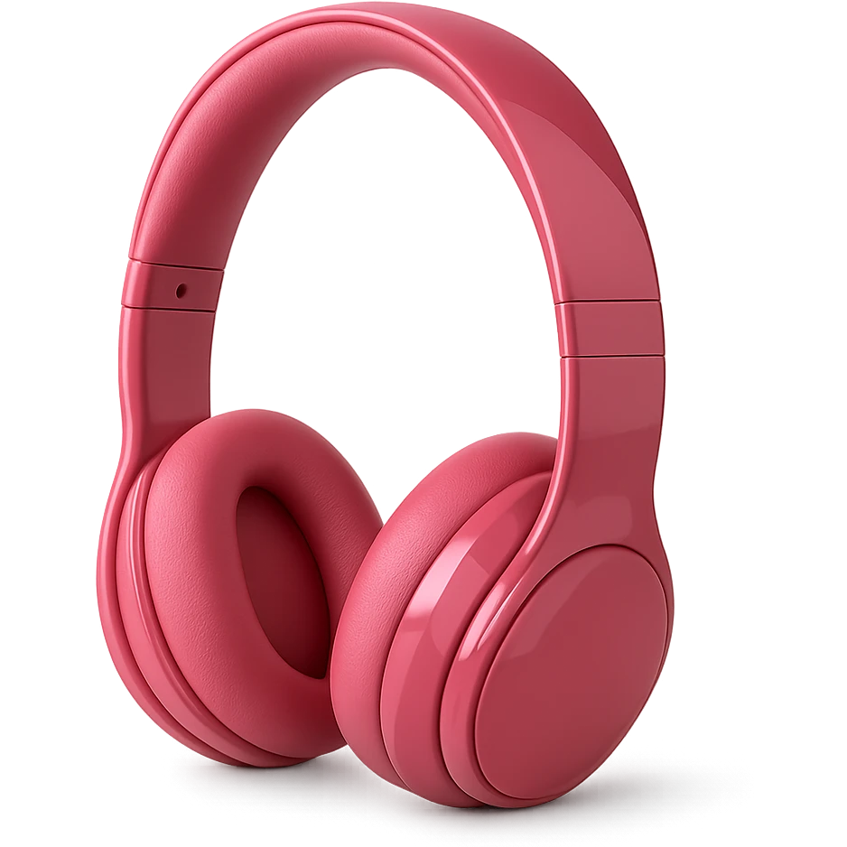 Remove the background, keep the pink headphones modern and glossy with a transparent background. emoji