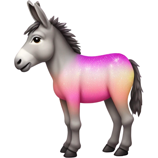 Pink ombre rainbow full body donkey with glitter and pink face  emoji