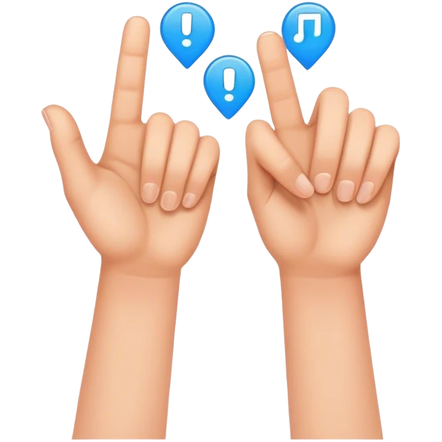 two hands with index fingertips touching, thumbs straight emoji